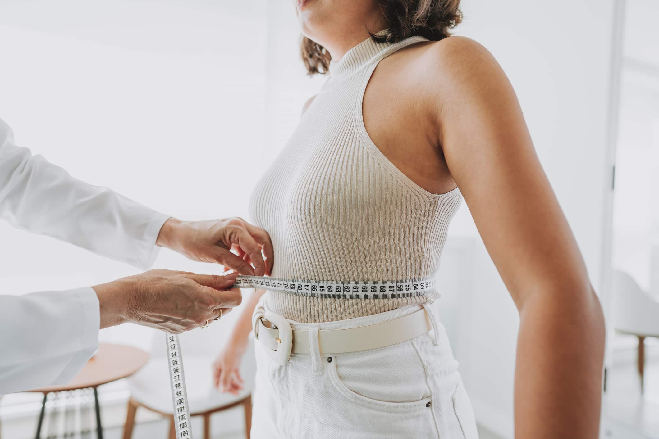 Pcos Diet 1 Dietitian Group Woman Measuring Belly Fat