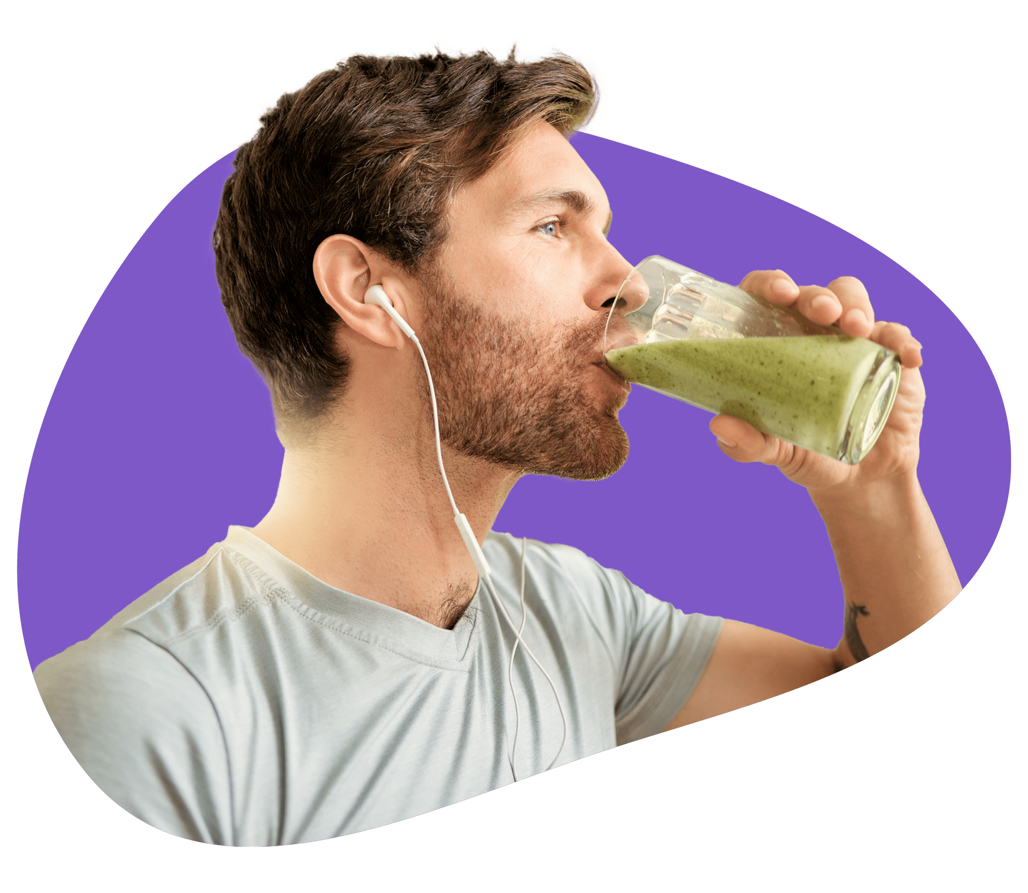 Man Drinking Smoothie From Dietitian Group
