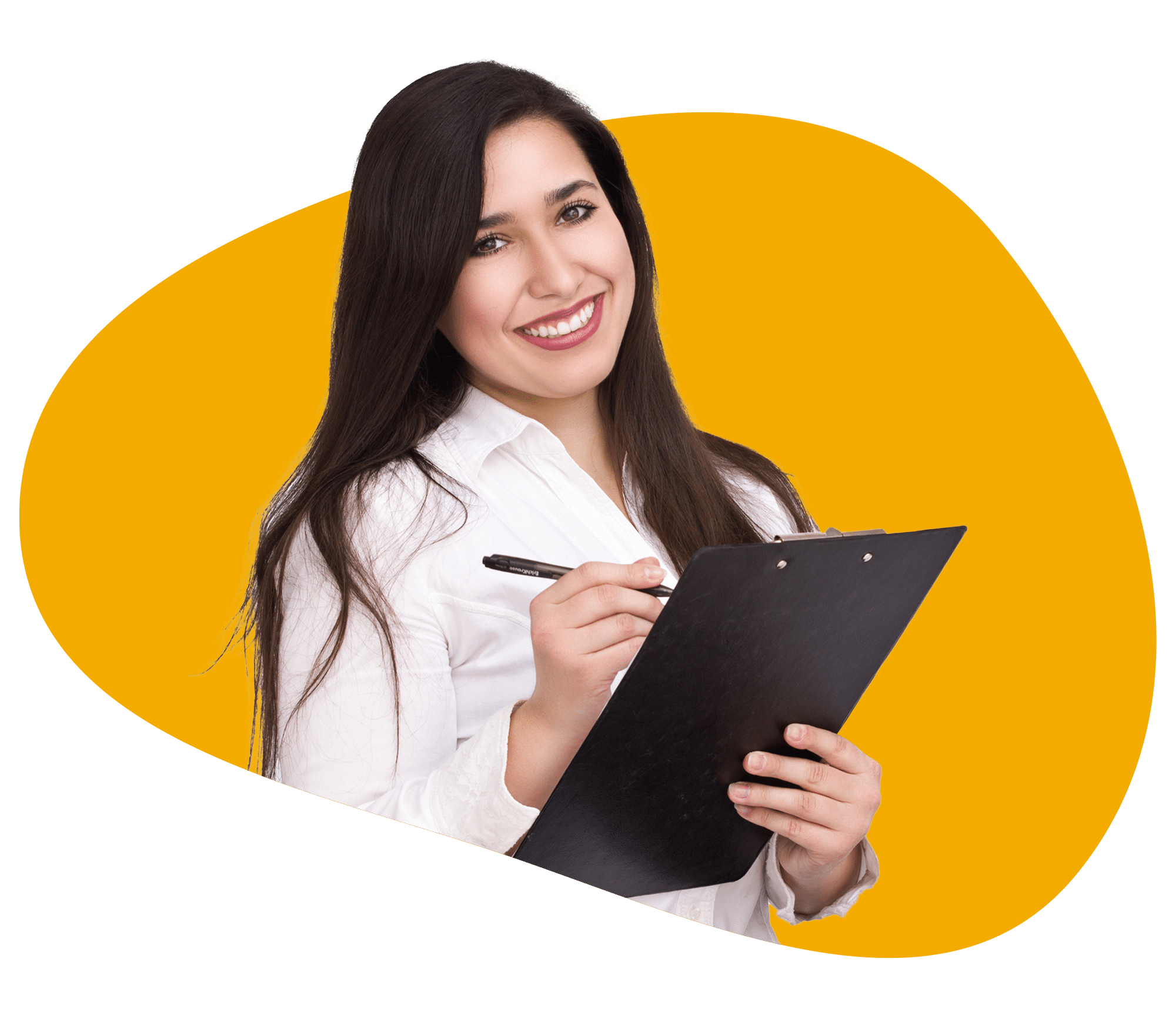 A Nutritionist Holding A Pen And A Black Board While Smiling At The Camera