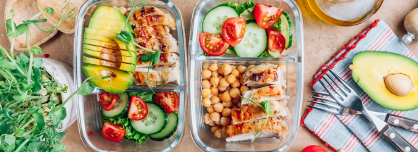 lunch boxes full of healthy food