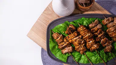 Platter full of cooked meat