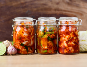 Three jars full of kimchi
