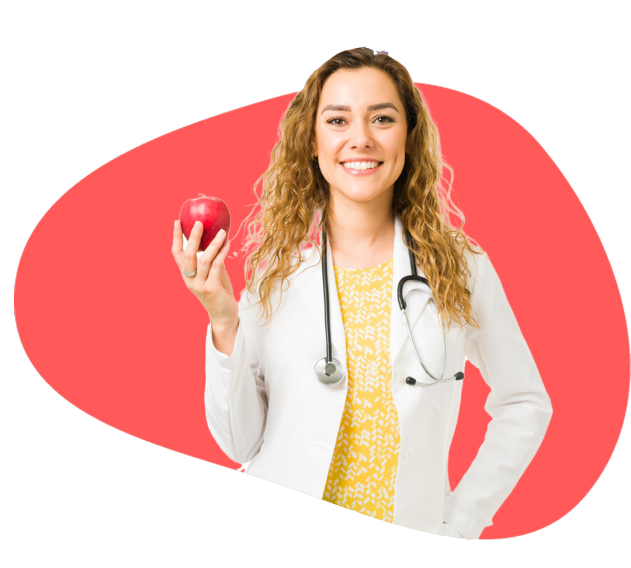 dietitian with an apple in hand