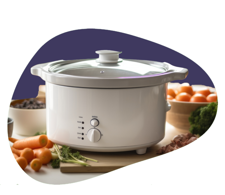 White crockpot use for health, dietitian supported, crockpot meals.